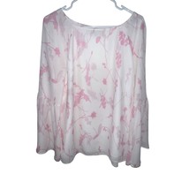 Banana Republic Womens Medium Floral Bell Sleeve Blouse Pink White Top Sheer - $10.63