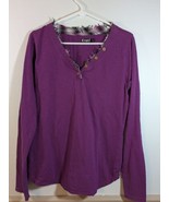 Women&#39;s Cruel Brand LS Purple V-neck Henley T-shirt Size XL - £11.71 GBP