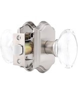 Probrico Clear Crystal Oval Brushed Nickel Keyless Passage Door Knob Handle - £29.42 GBP