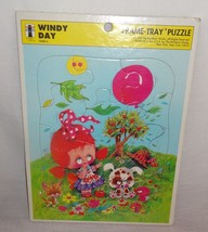 VTG Windy Day Rainbow Works 1974 Tray Puzzle U.S.A. Ages 3-7 Dog Cat Bug 75909-4 - $14.62