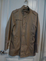 Allegra K Beige Kaki Jacket 100% Cotton Men&#39;s Sz 38 Light Rain coat Lined epilet - £15.63 GBP