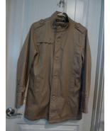 Allegra K Beige Kaki Jacket 100% Cotton Men&#39;s Sz 38 Light Rain coat Line... - $27.06 CAD