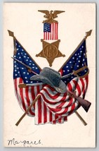 GAR Civil War Remembrance Badge Flags Hat Sword Rifle Bayonet Emb Postcard R21 - £7.04 GBP