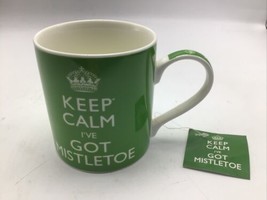 Kent Pottery Mug Coffee Keep Calm I&#39;ve Got Mistletoe Green Christmas Holiday   - £18.00 GBP
