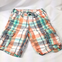 Brothers Cargo Shorts Boys Youth Size 6 Multicolor Plaid Adjustable Wais... - $9.99
