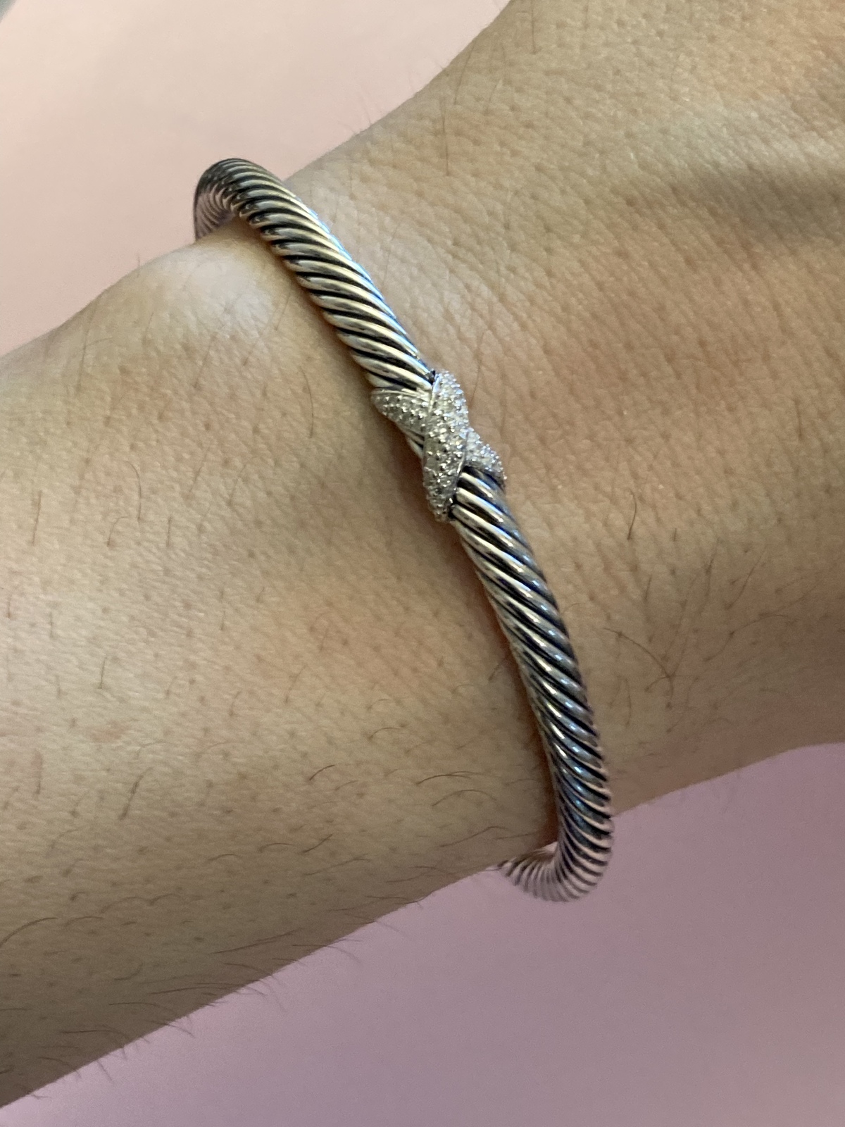 Primary image for PREVIOUSLY used David Yurman X DIAMOND bracelet  4mm Band size SMALL 
