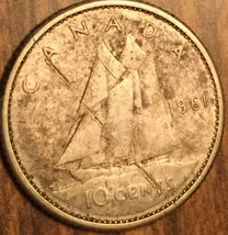 1961 Canada Silver 10 Cents Coin - £2.08 GBP