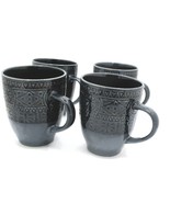 Threshold Kingfield Blue Stoneware Mugs Set Of 4 Dishwasher &amp; Microwave ... - $23.76