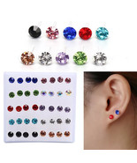 Wholesale 20 Pairs Multi-color Crystal Round Stud Earrings Jewelry Size ... - $246.56 MXN+
