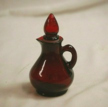 Old Vintage Avon Ruby Red Glass Bath Perfume Bottle w Strawberry Stopper Empty - £10.26 GBP