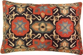 Throw Pillow Needlepoint Ararat 16x28 28x16 Pale Blue Beige Rust Burnt Orange - £287.66 GBP