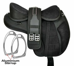 Handmade Synthetic Treeless Freemax English Saddle Black Color With Stirrup For  - £142.10 GBP