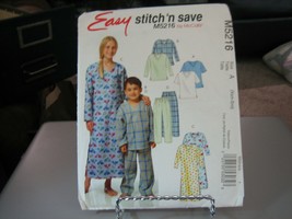 McCall&#39;s Stitch&#39;n Save M5216 Child&#39;s Top, Nightshirt &amp; Pants Pattern - Size XS-S - £7.65 GBP