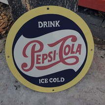 Vintage Pepsi-Cola Ice Cold Sparkling Soft Drink Porcelain Gas & Oil Pump Sign - $125.00