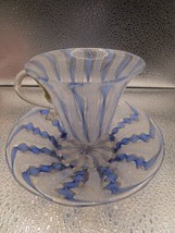 Bohemian cup and saucer blue and laced ribbons [95k] - £43.76 GBP
