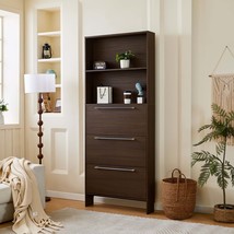 Walnut Narrow 12 Pair Shoe Cabinet with Flip Drawers &amp; Top Shelf - $143.99