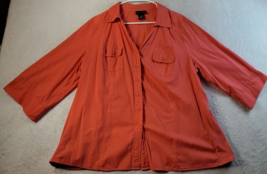 Lane Bryant Shirt Womens Size 18/20 Orange Cotton Long Sleeve Collar Button Down - £11.68 GBP