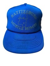 Hattiesburg Mobile Homes Vintage Mesh Trucker Hat Baseball Cap Blue Snap... - $23.36