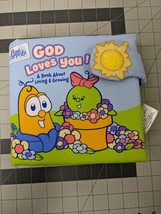 Soft Play Veggie Tales Peas Carrots God Loves You Cloth Book 2004 Stuffed - $16.95