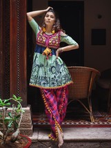 Kedia Set elephant top &amp; pink checks tulip pants Navratri chaniya choli S to XL - £30.01 GBP