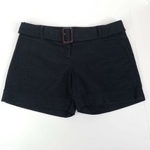 The Limited Shorts Womens 4 Chino Black Flat Front Cuffed Cotton Blend Belt - £6.92 GBP