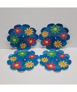 Set of 4 Precidio Melamine Flower Shaped Small Plates 8&quot; Daisy Blue Yell... - €29,36 EUR