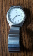 JEMIS PC21 Men&#39;s Silver Quartz Stretch Vtg Singapore Stainless Watch Untested - £6.32 GBP