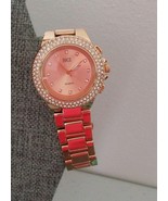 BKE Wristwatch Rose Gold Rhinestone Bezel &amp; Numbers Ladies Watch Beautiful! - $3.47