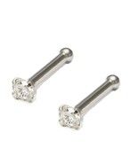 Nose Lip Bones 1.5mm Clear CZ 925 Sterling Silver Four 4 Prong Setting 2... - $13.02 CAD