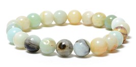 Stunning 8mm Multicolor Amazonite Gemstone Round Beads Bracelet - 7.5 inch - £23.49 GBP