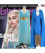 Game of Thrones Cosplay Daenerys Targaryen Costume Blue Dress Cape Wig H... - £14.99 GBP+
