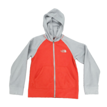 North Face Fleece Hoodie Sweatshirt Boys Small 7/8 Gray Orange Lightweig... - $16.66