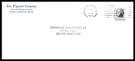 1965 US Cover - Ken Wagoner Co, Detroit, Michigan to Holland, Ohio D23  - $2.96