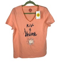 Life is Good Rise &amp; Shine Short-Sleeve T-Shirt Pink V-Neck M - $332.16 MXN
