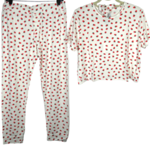 Plush Apparel Revolve Women&#39;s White Strawberry Print Pajamas Size Large - £19.24 GBP