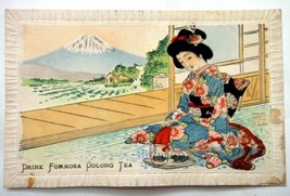 Antique Japanese Lady Silk Kimono Postcard Advertising Drink Formosa Oolong Tea - £57.36 GBP