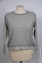 J Crew XS Gray Sparkle Stripe Crew Neck Wool Pullover Sweater - £19.55 GBP