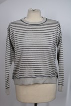 J Crew XS Gray Sparkle Stripe Crew Neck Wool Pullover Sweater - £18.56 GBP