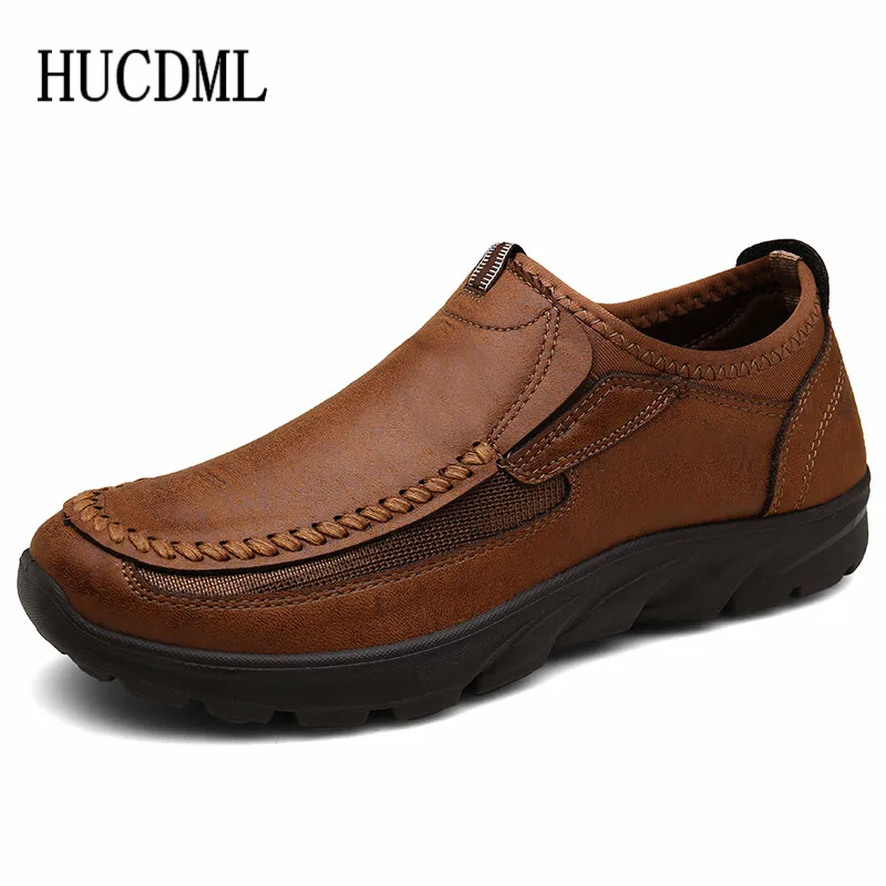 Men Casual Shoes Lightweight Soft Sole Comfortable Slip-On Leather Shoes... - $47.40