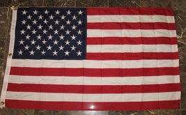 AES USA United States 50 Star Embroidered Cotton Flag 3&#39;x5&#39; Banner with Clips - £55.04 GBP