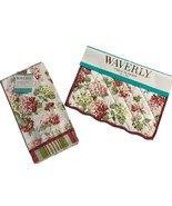 Waverly Quilted Table Runner Towel Set Pink Hydrangea Reversible Striped... - $573.15 MXN