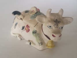 Royal Hand Painted Ceramic Floral Cow Bull Soup Tureen with Lid and Ladle - £233.09 GBP