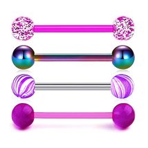 4PCS Nipple Tongue Rings Straight Barbell 14G Stainless Steel Belly Button Rings - £0.83 GBP+