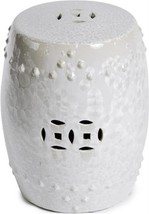 Garden Stool Crystal Shell Vase Backless Antique White Ceramic Handmade - £430.77 GBP