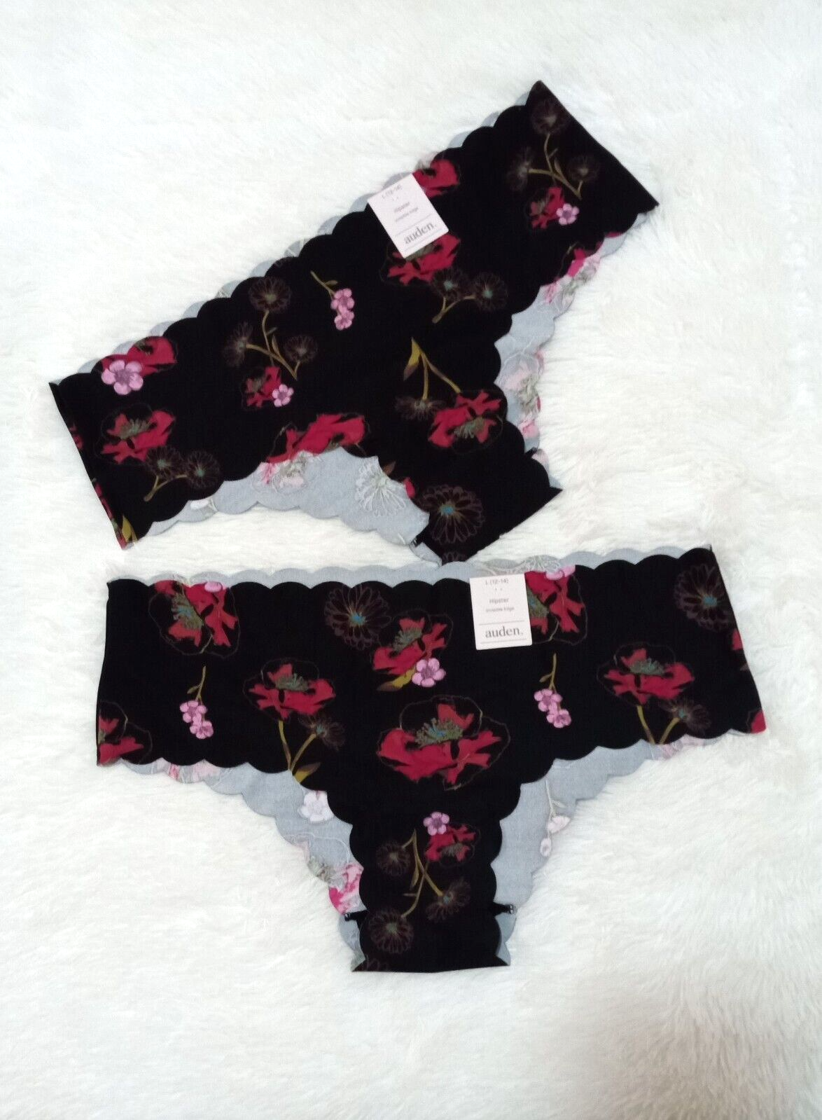 2 - Auden Women's Scalloped Edge Hipster Underwear Panties (Size M/8-10) GREEN