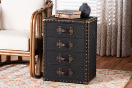 Mason Black Canvas 4-Drawer End Table - $262.00