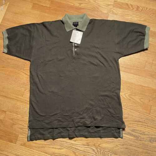 NWT Vtg Balcony Polo Shirt Size L Mens Green Relaxed Fit Light Green Collar - $8.96
