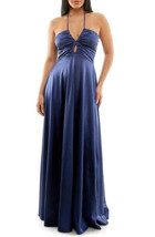 Nordstrom Speechless Halter Neck Keyhole Satin Evening Gown Size 13 Roya... - £30.76 GBP