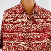 Caribbean Aloha Hawaiian XL Shirt  Floral Waves Trees Tapas Geometric Tr... - £33.66 GBP