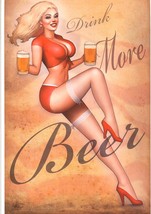 Nathan Szerdy SIGNED Comic Art Print ~ Drink More Beer Blond Barmaid - £20.49 GBP